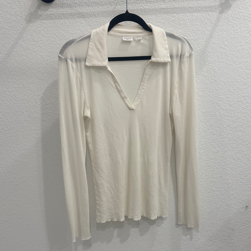 Babaton Aritzia Cream Sheer Shoulder Blouse